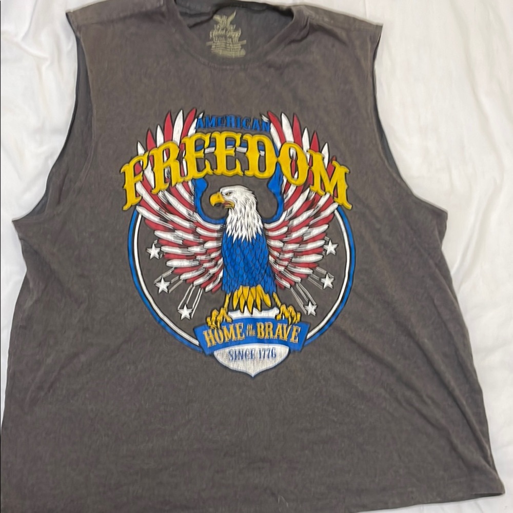 XL Men’s Faded Glory Gray Tank Top with Eagle Graphic